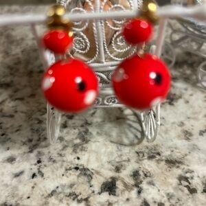 Elegant Vintage acrylic Red polka dot clip on earring